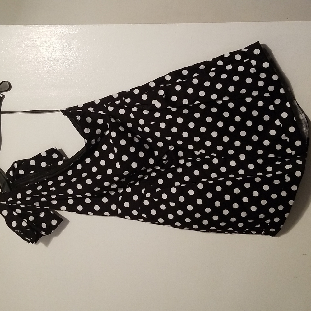 BCBGMAXAZRIA Polka Dots Poplin Romper Shorts Jumpsuit One Shoulder - Picture 2 of 11